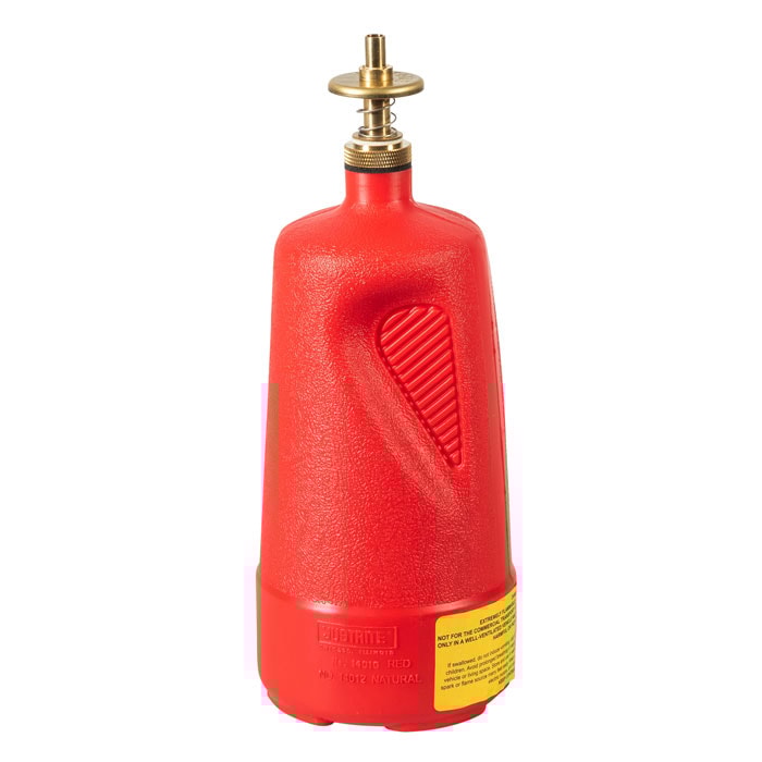 1 Quart Plastic Dispensing Can, Brass Dispenser Valves, Red - 14010