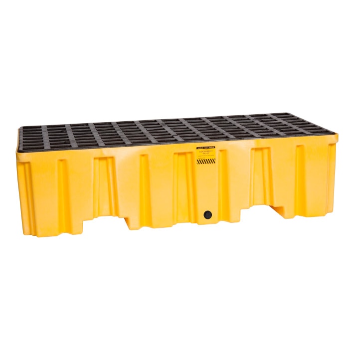 2 Drum Plastic Pallet With Drain, Yellow - 1620