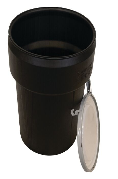 Black 20 Gal Lab Pack Plastic Drum | Metal Lever-Lock | 1623MBLK