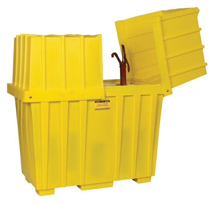 WAREHOUSE タンクトップ UK 12 Yellow 2 Drum Workstation 110 Gal Sump Without Drain | 1626 | Eagle