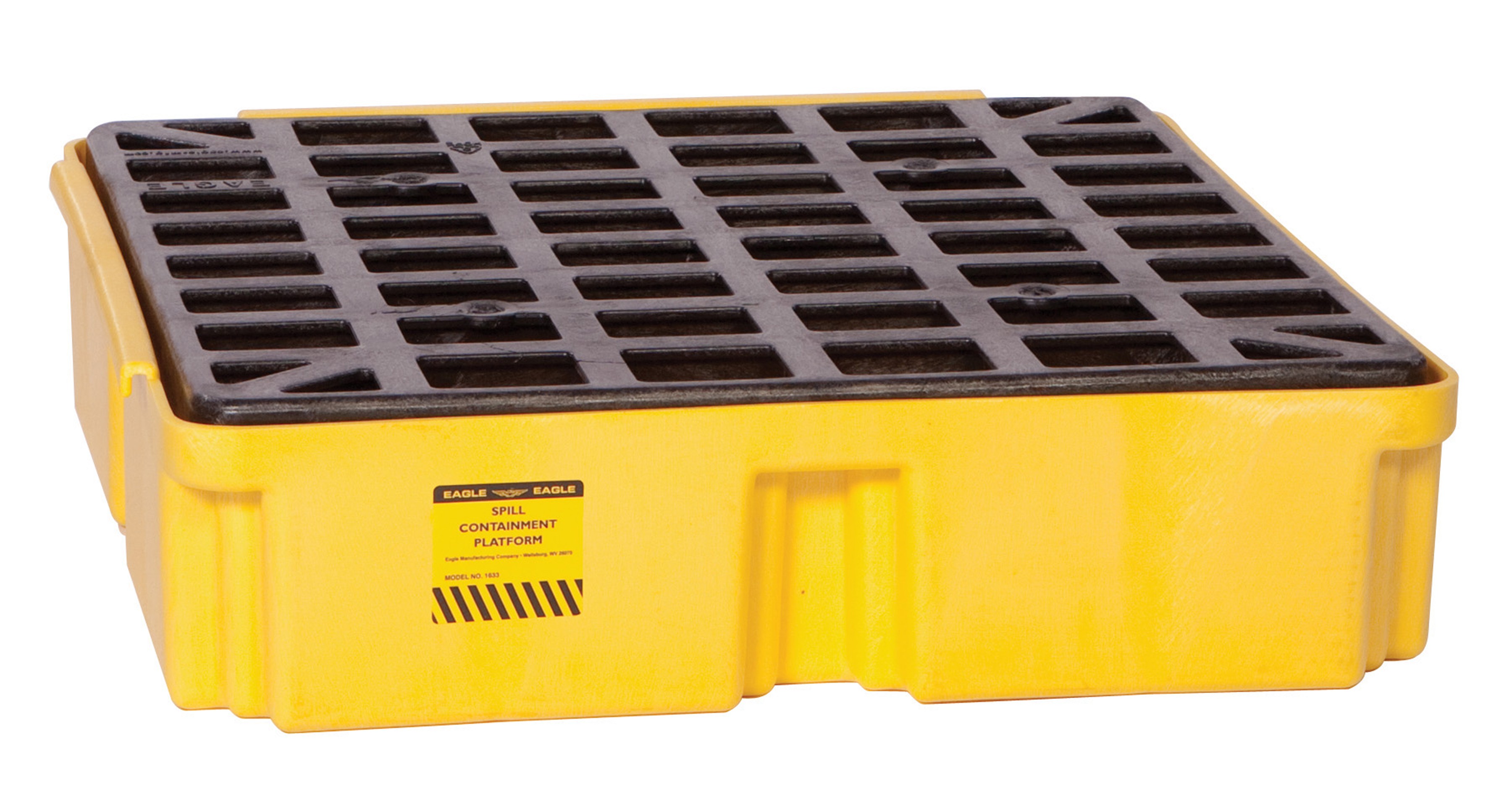 1 Drum, 15 Gallon Sump Capacity, Modular Spill Containment Pallet without Drain, Yellow - 1633