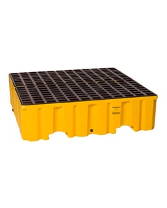 4 Drum Plastic Pallet, Large Capacity, Yellow- 1640 4 Drum Plastic Pallet, Large Capacity, Yellow- 1640