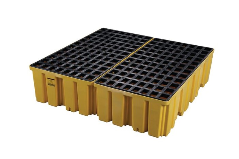 4 Drum Spill Pallet Yellow Plastic, Without Drain 1640ND Eagle