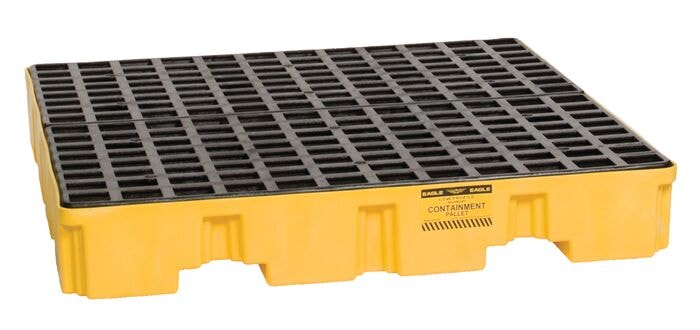 4 Drum Plastic Pallet, Without Drain, Yellow - 1645ND