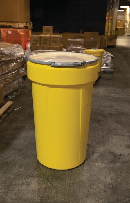 Yellow 55 Gal Plastic Drum Metal Lever-Lock Lab Pack | 1655M | Eagle