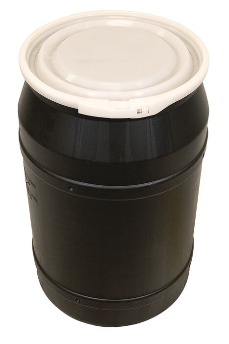 Black 55 Gal Lab Pack Plastic Drum | Plastic Lever-Lock | 1656BLK