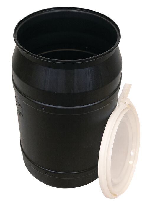 Black 55 Gal Lab Pack Plastic Drum | Plastic Lever-Lock | 1656BLK