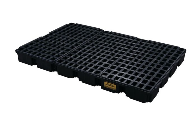 Black 6 Drum Modular Spill Containment Platform With Drain | 1686BD | Eagle
