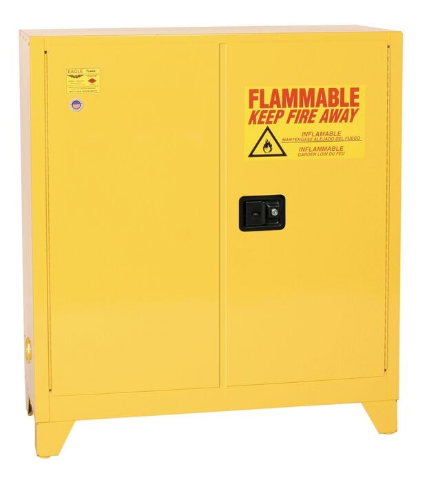 30 Gallon Fire Cabinet, 1 Shelf, 2 Doors, Manual Close, Tower, Yellow - 1932XLEGS