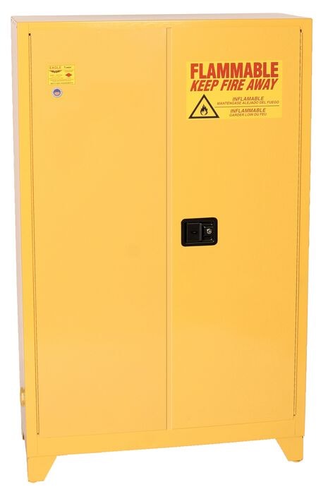 45 Gallon Fire Cabinet, 2 Shelves, 2 Doors, Manual Close, Tower, Yellow - 1947XLEGS