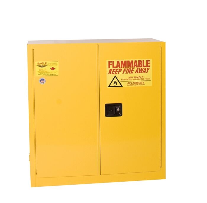 30 Gallon Flammable Liquids Cabinet, 1 Shelf, 2 Doors, Self Close, Yellow - 3010X