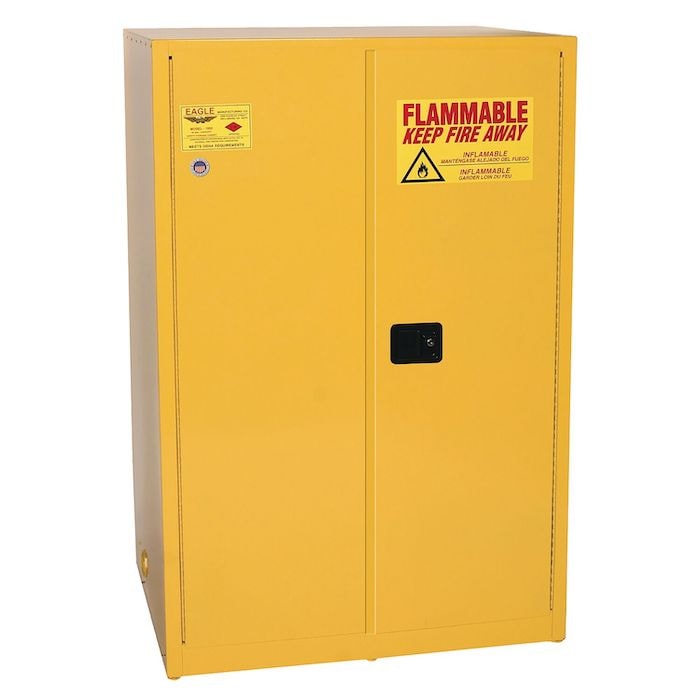 90 Gallon Fire Cabinet, 2 Shelves, 2 Door, Manual Close, Yellow