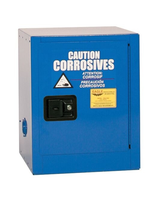 4 Gal Blue Bench Top Metal Corrosive Safety Cabinet | Manual Close