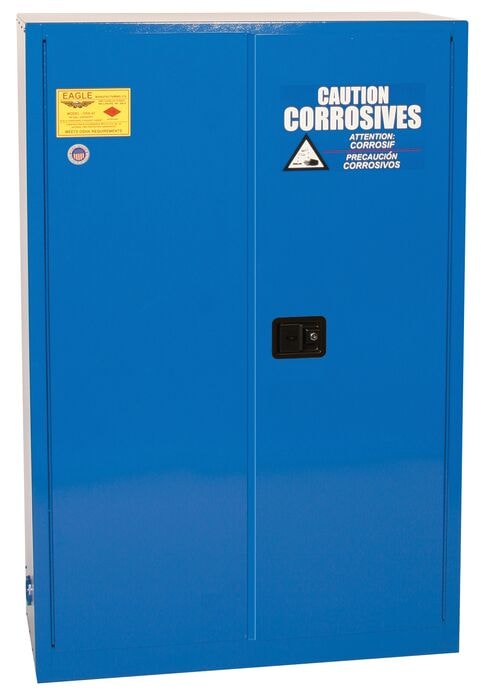 45 Gallon,  2 Door, 2 Shelves, Manual Close, Metal Corrosive Safety Cabinet, Blue - CRA47X