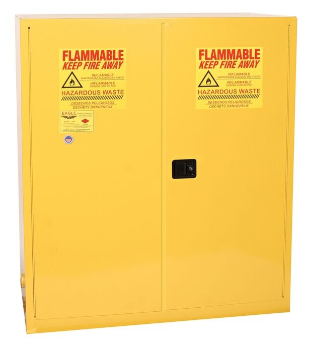 110 Gal Yellow 2 Drum Vert Safety Cabinet | Self Close | HAZ5510X
