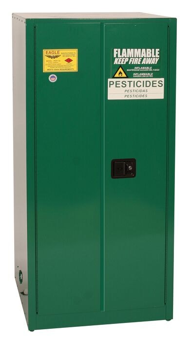60 Gallon, 2 Shelf, 2 Door, Manual Close, Pesticide Safety Cabinet, Green - PEST62X