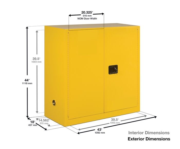 消防置物 30 Gallon Flammable Liquids Cabinet, 1 Shelf, 2 Doors