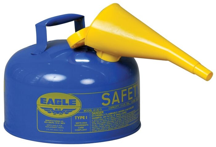 2 Gal Blue Steel Safety Can for Kerosene | Funnel | Type I