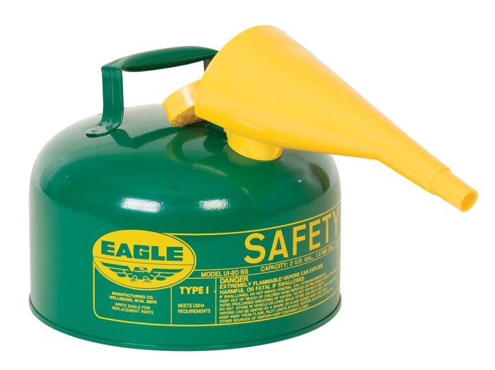 2 Gal Green Safety Can for Combustibles | Funnel | Type I